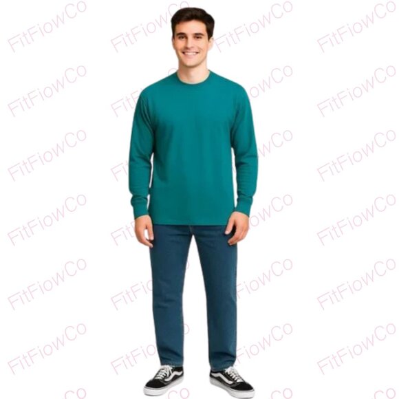 On Your Mark Athletic Men’s Long Sleeve Tee – Teal – Size L – NWT - Picture 1 of 4